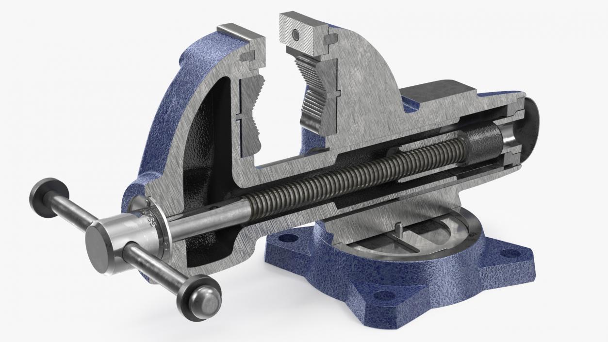 3D Bench Vise Cross Section Rigged