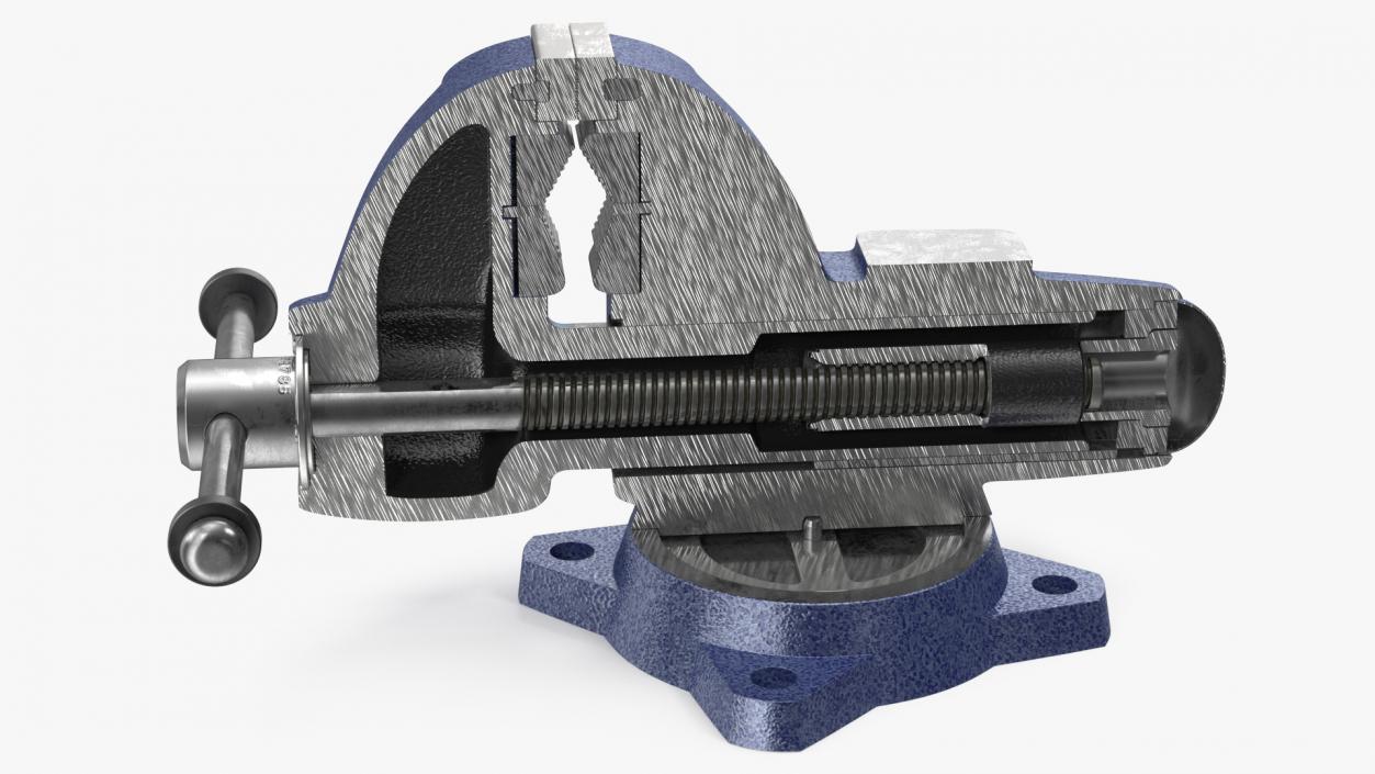 3D Bench Vise Cross Section Rigged