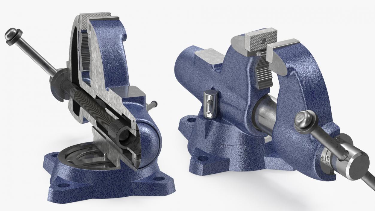 3D Bench Vise Cross Section Rigged