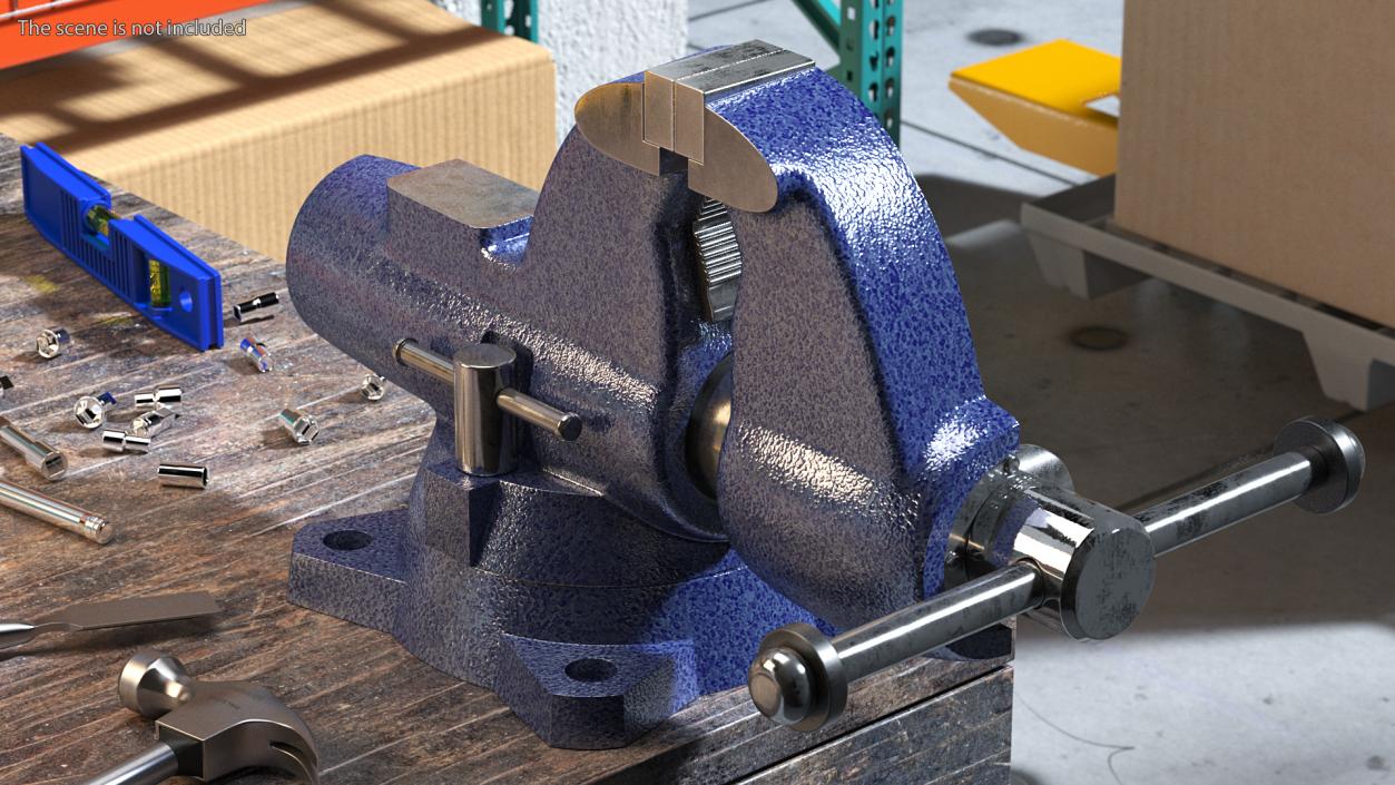 3D Bench Vise Cross Section Rigged