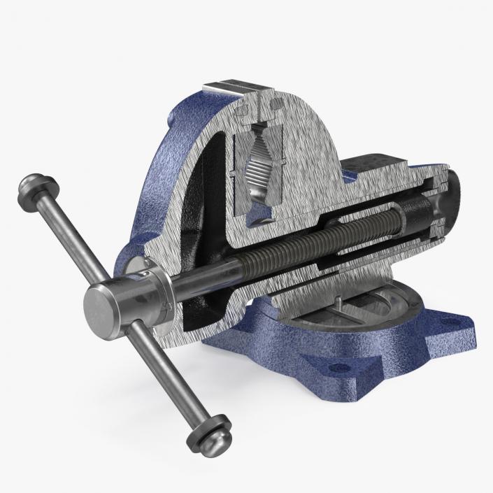 3D Bench Vise Cross Section Rigged