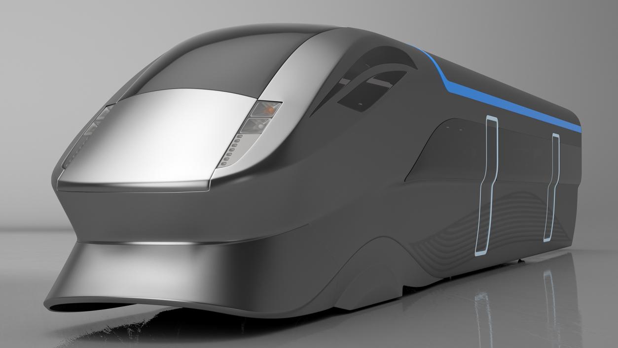 3D Futuristic Train Locomotive Silver 2