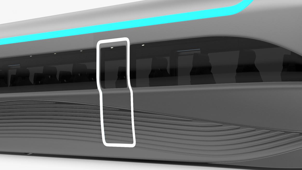 3D Futuristic Train Locomotive Silver 2