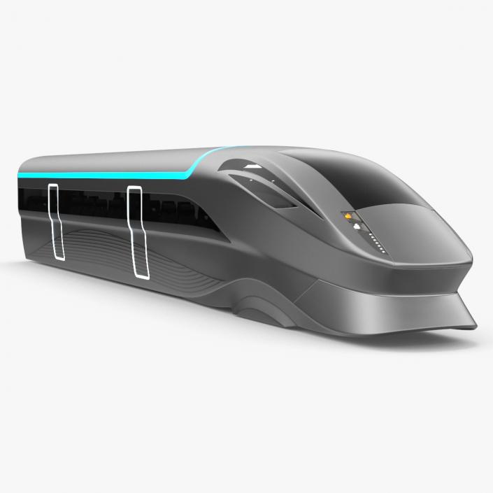 3D Futuristic Train Locomotive Silver 2