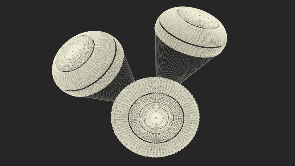 Triple Subscale Parachute Cargo System White 3D model