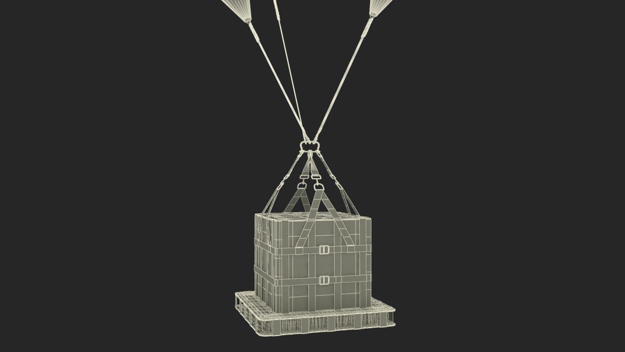 Triple Subscale Parachute Cargo System White 3D model