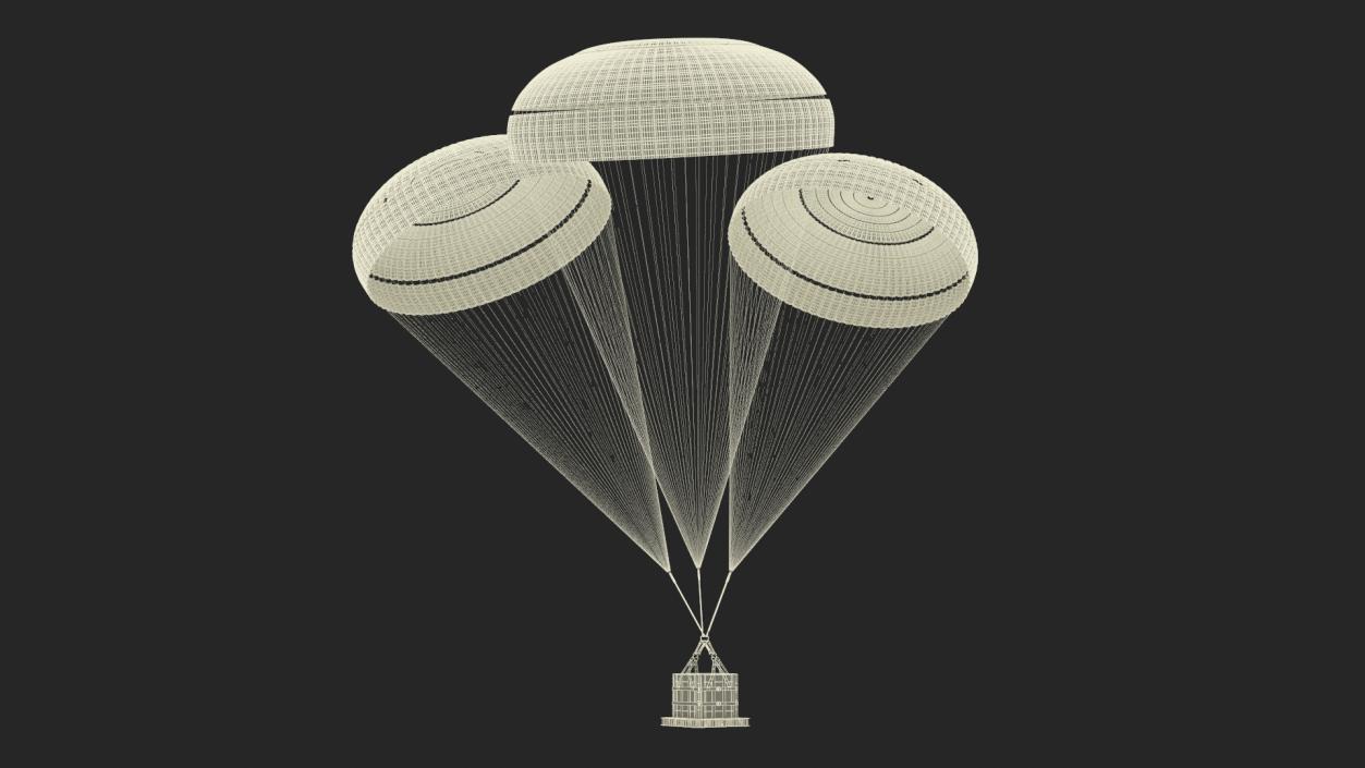 Triple Subscale Parachute Cargo System White 3D model