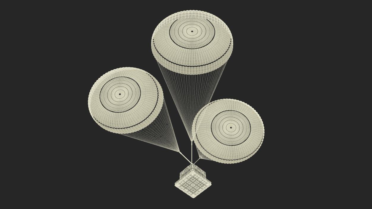 Triple Subscale Parachute Cargo System White 3D model