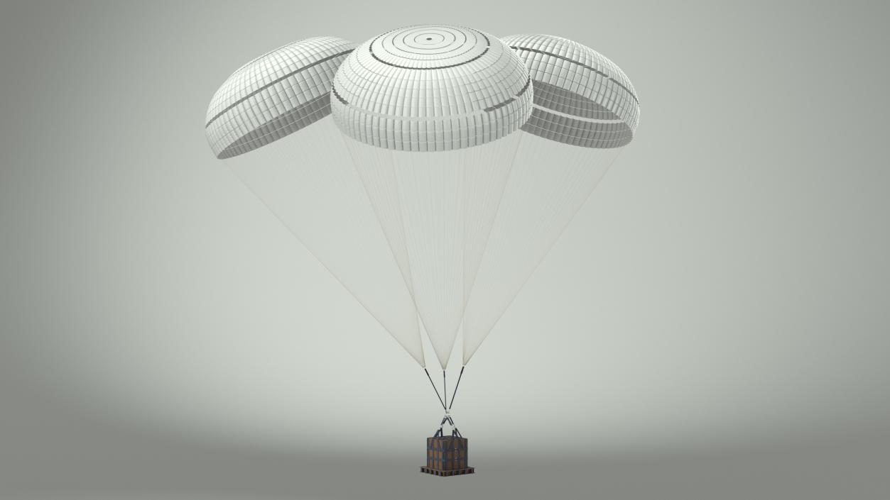 Triple Subscale Parachute Cargo System White 3D model