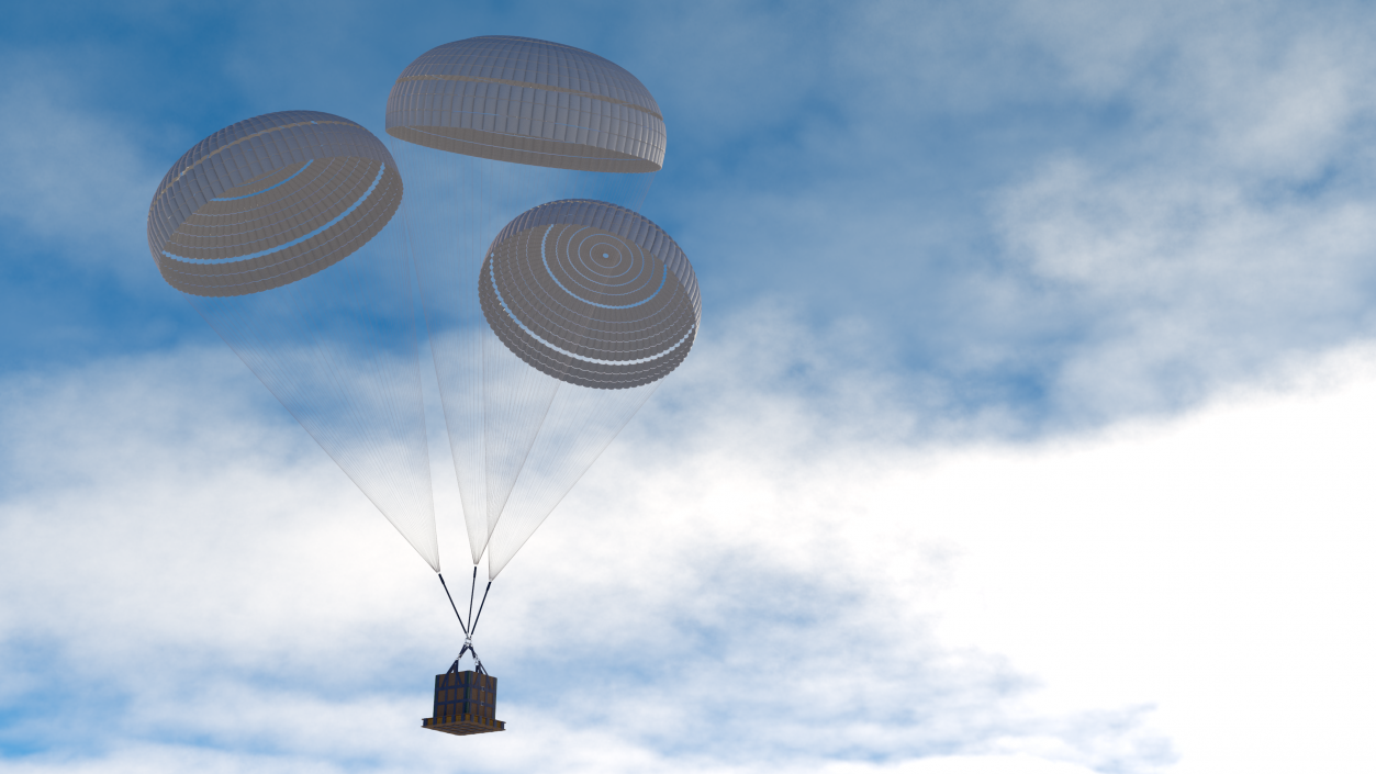 Triple Subscale Parachute Cargo System White 3D model