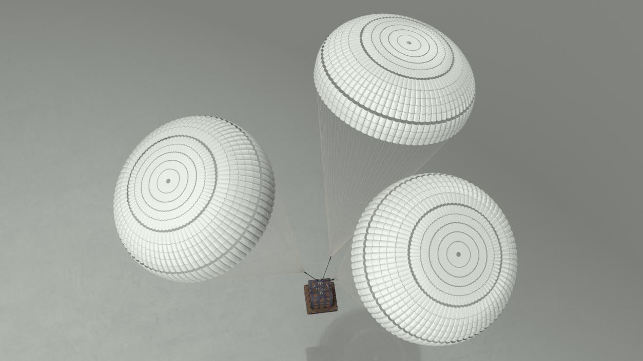 Triple Subscale Parachute Cargo System White 3D model