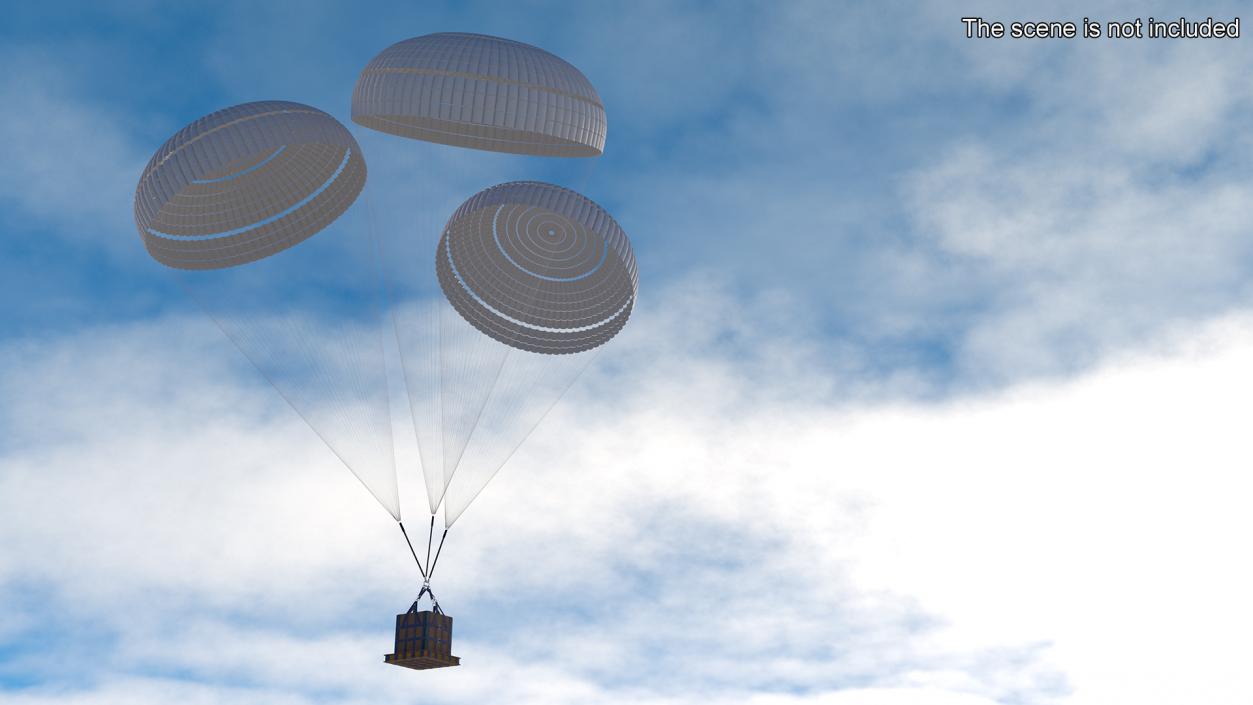 Triple Subscale Parachute Cargo System White 3D model