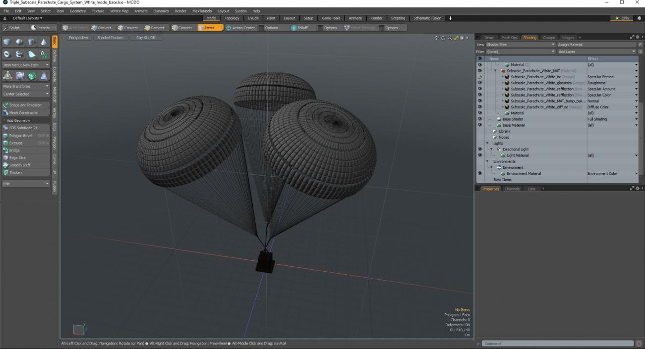 Triple Subscale Parachute Cargo System White 3D model