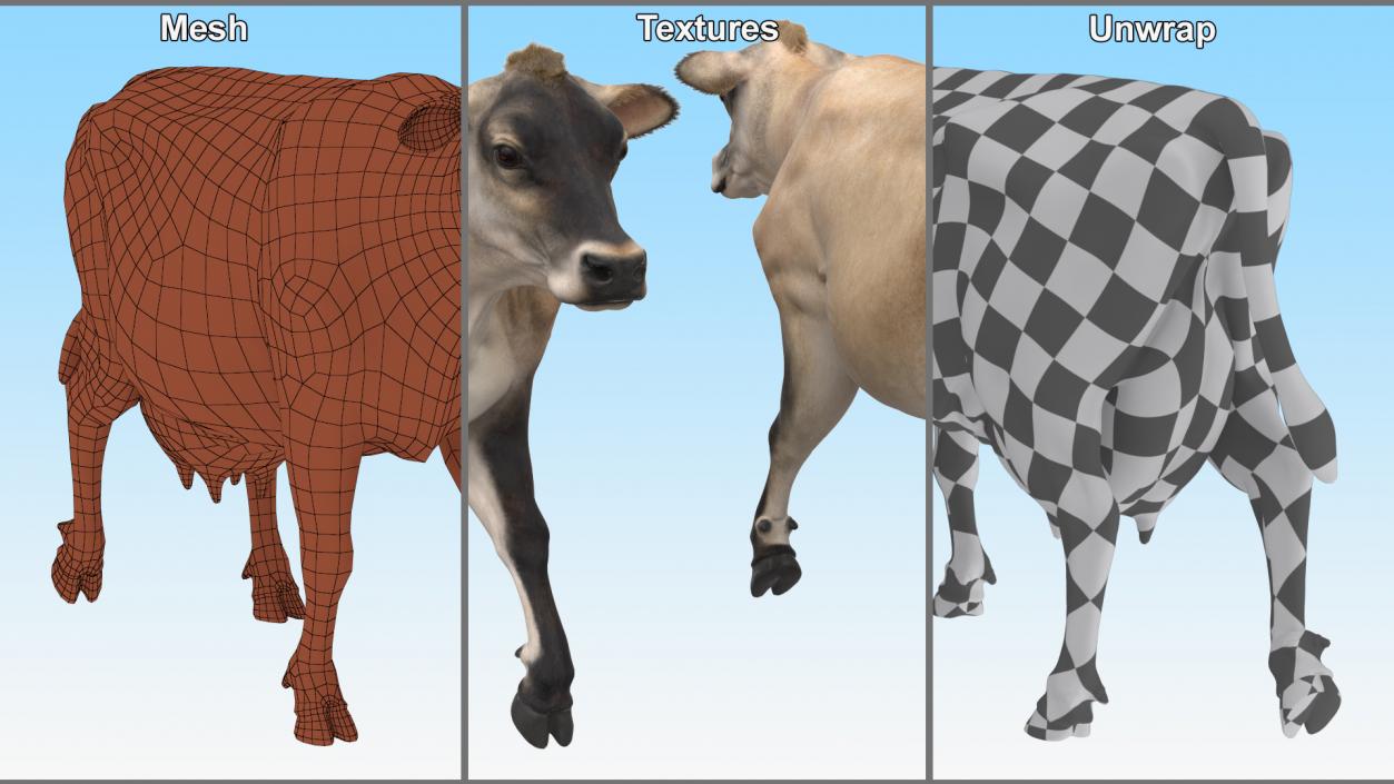 3D Mini Cow Goes Beige Fur model