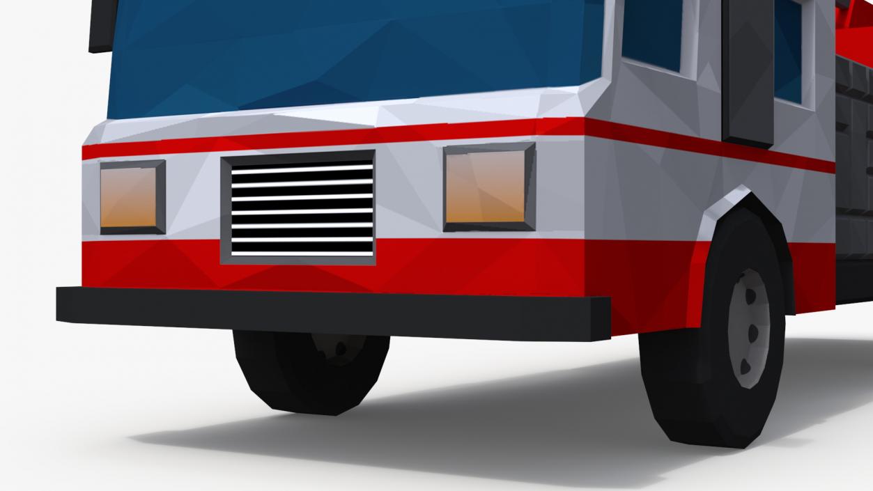 3D model Low Poly Stylized Model Fire Engine