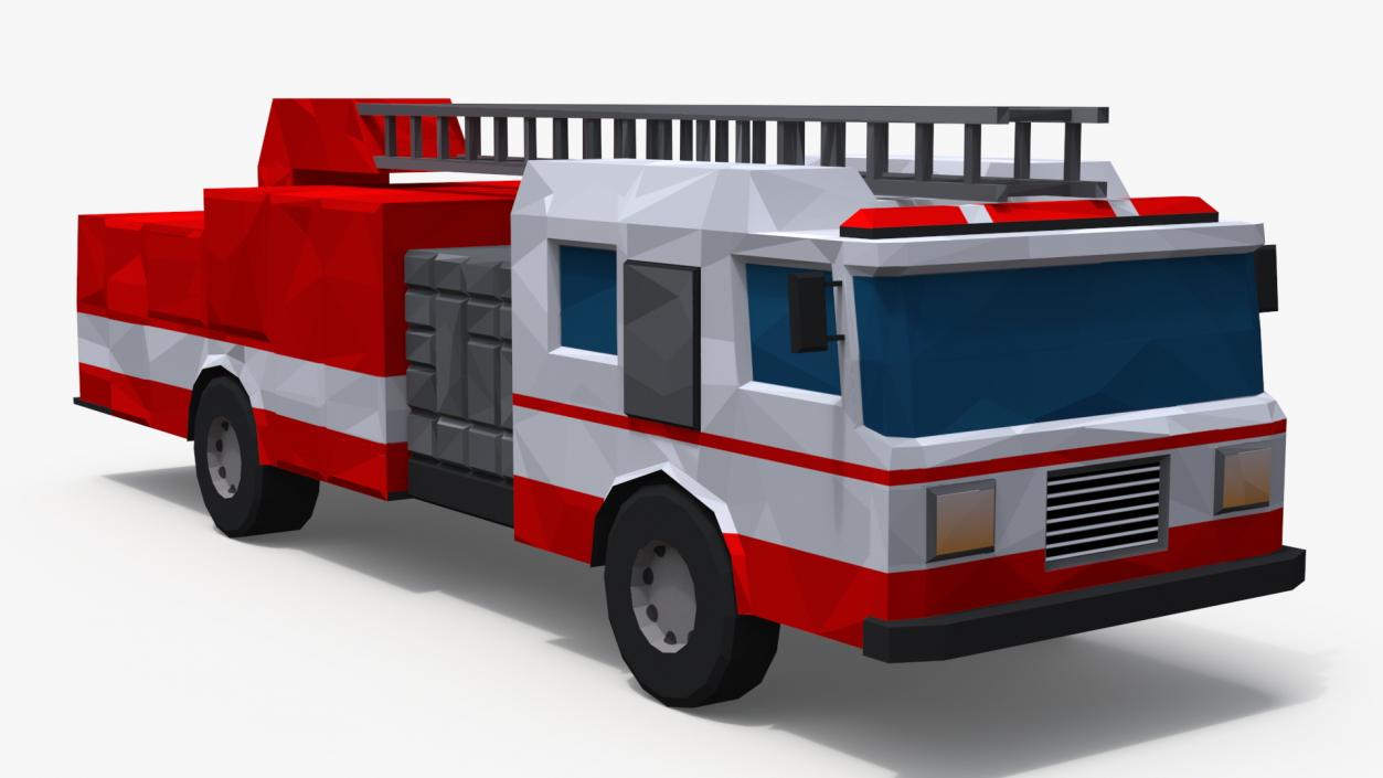 3D model Low Poly Stylized Model Fire Engine