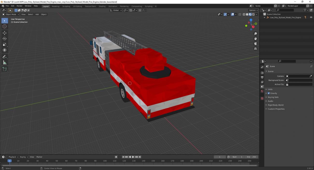 3D model Low Poly Stylized Model Fire Engine