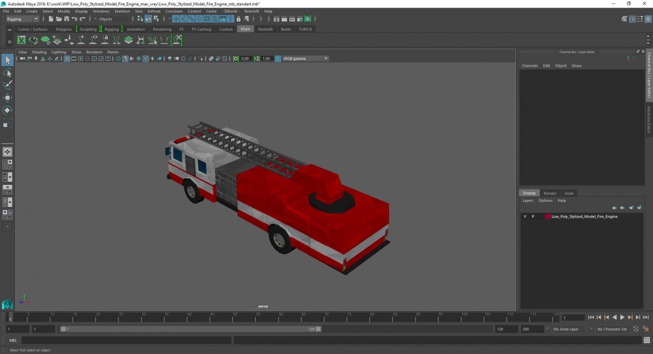 3D model Low Poly Stylized Model Fire Engine