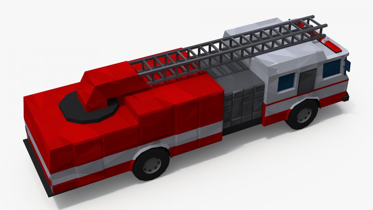 3D model Low Poly Stylized Model Fire Engine