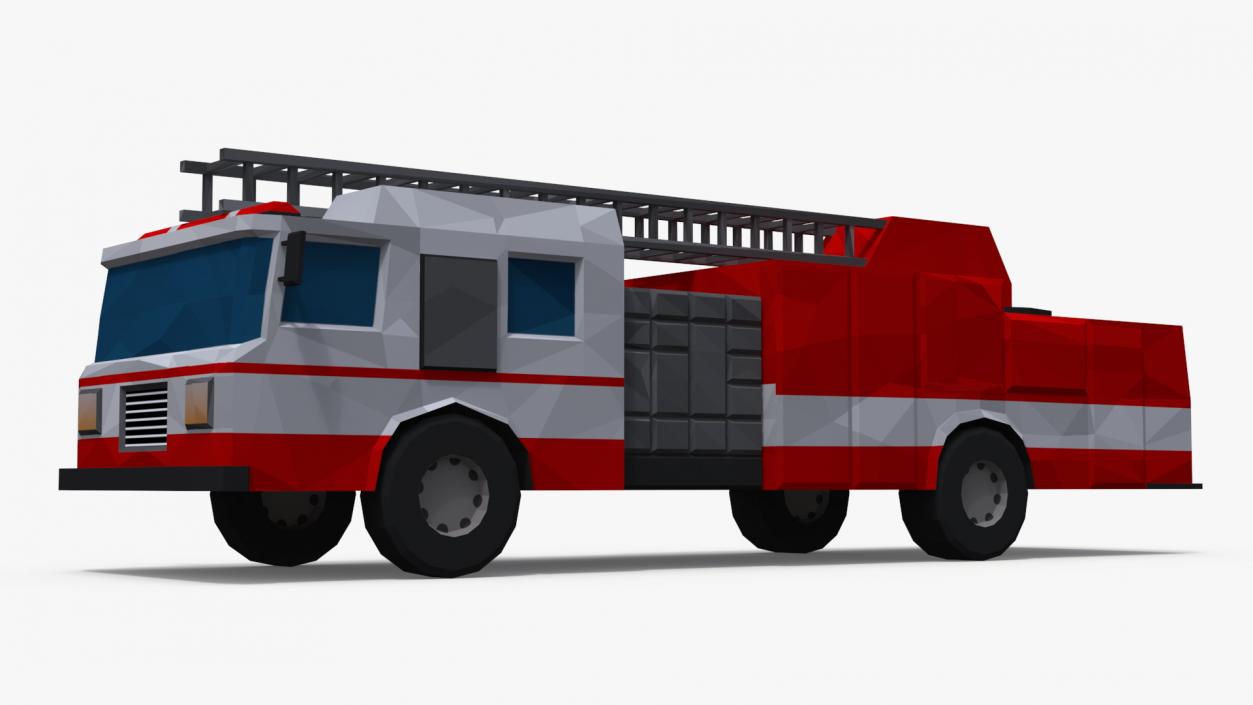 3D model Low Poly Stylized Model Fire Engine