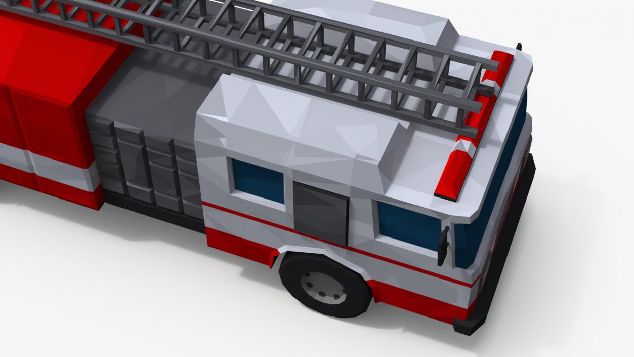 3D model Low Poly Stylized Model Fire Engine