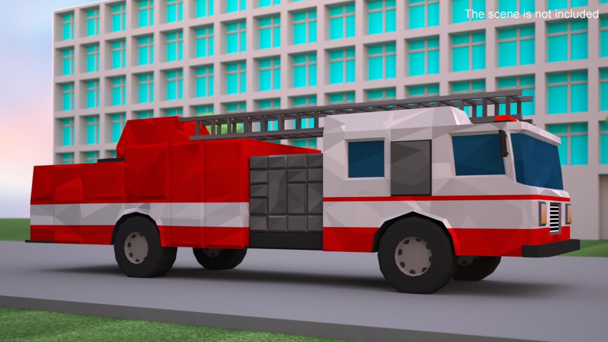 3D model Low Poly Stylized Model Fire Engine