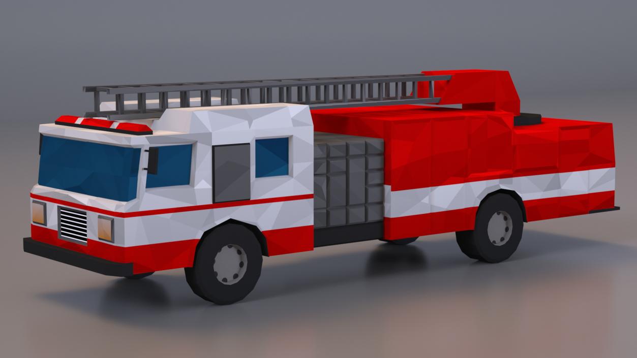 3D model Low Poly Stylized Model Fire Engine