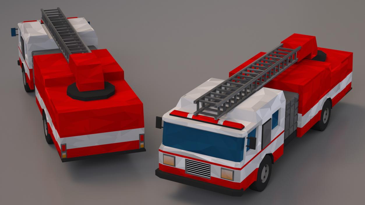 3D model Low Poly Stylized Model Fire Engine