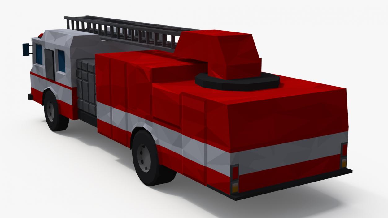 3D model Low Poly Stylized Model Fire Engine