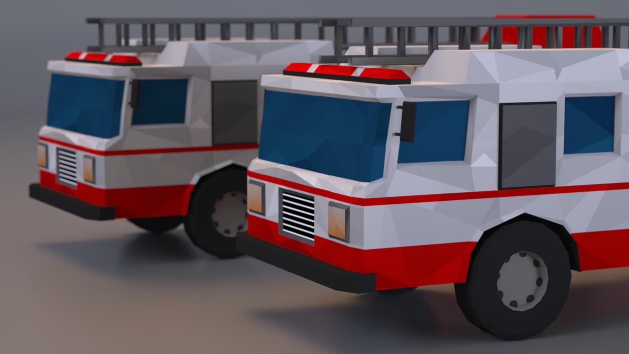 3D model Low Poly Stylized Model Fire Engine