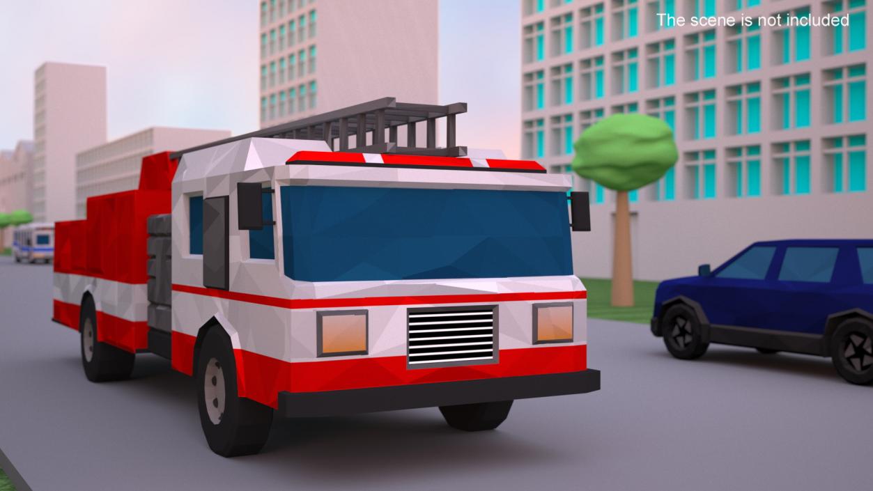 3D model Low Poly Stylized Model Fire Engine