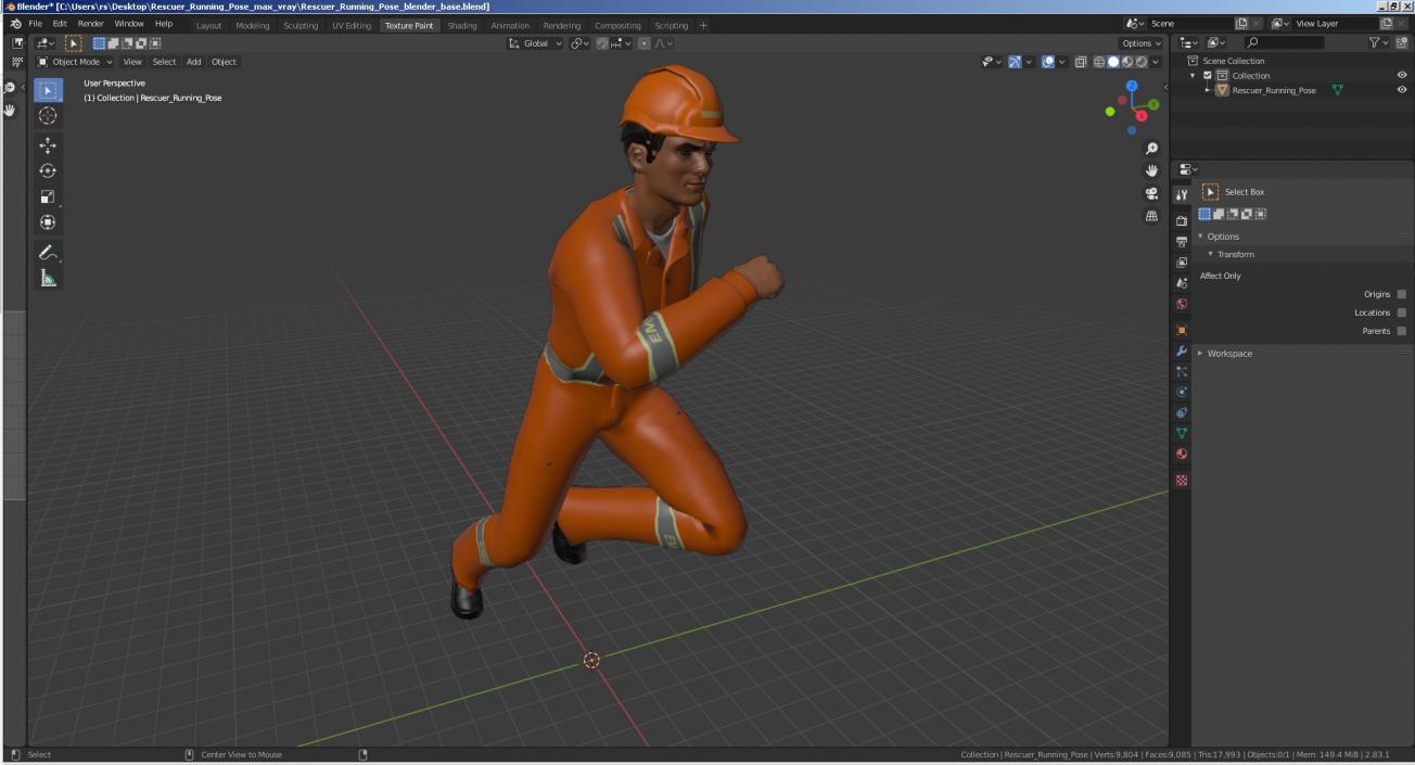 3D model Rescuer Running Pose