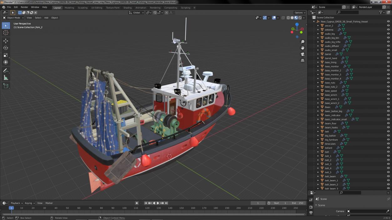 New Cygnus GM28-38 Small Fishing Vessel 3D model