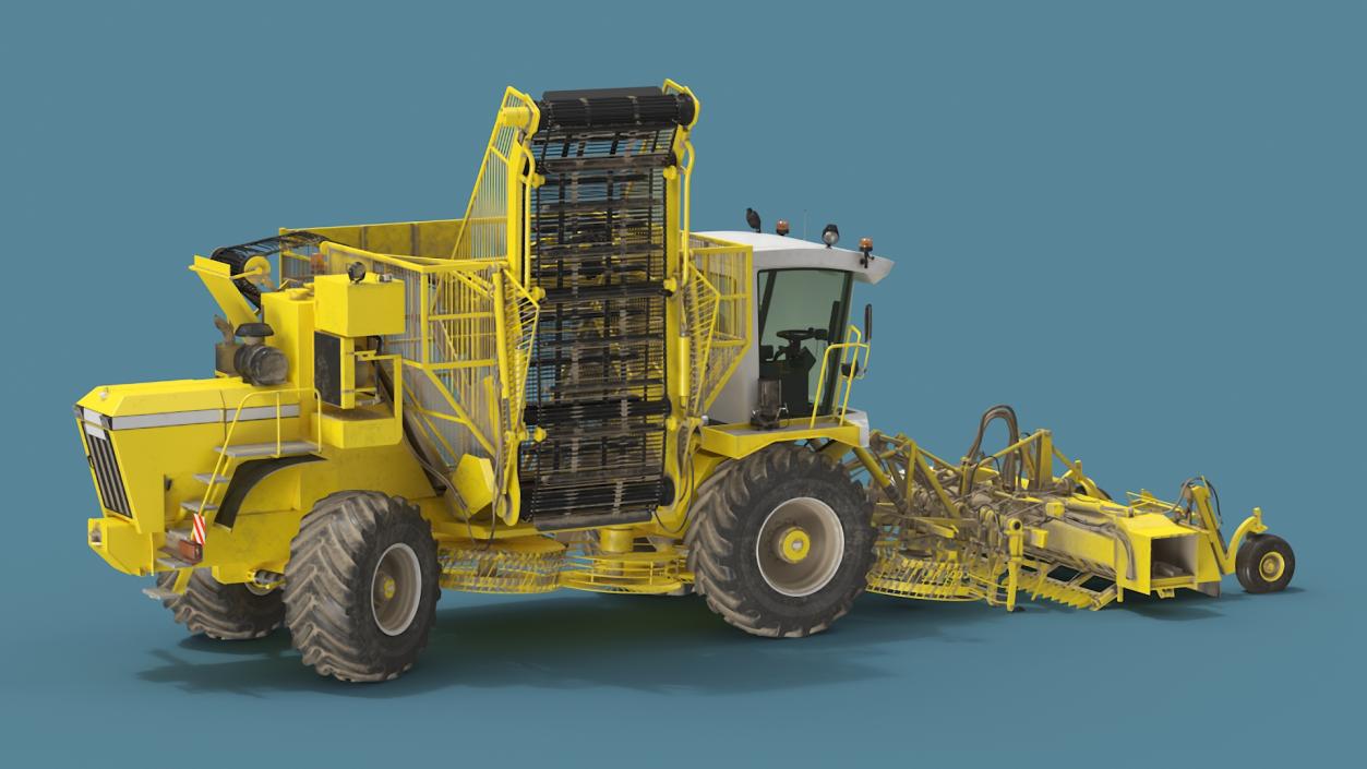 Beet Harvester Dusty Yellow Rigged 3D model