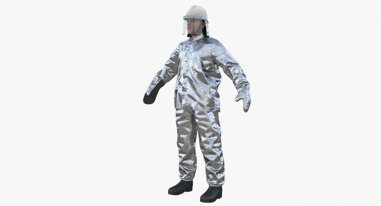 3D model Firefighter Wearing Aluminized Fire Proximity Suit