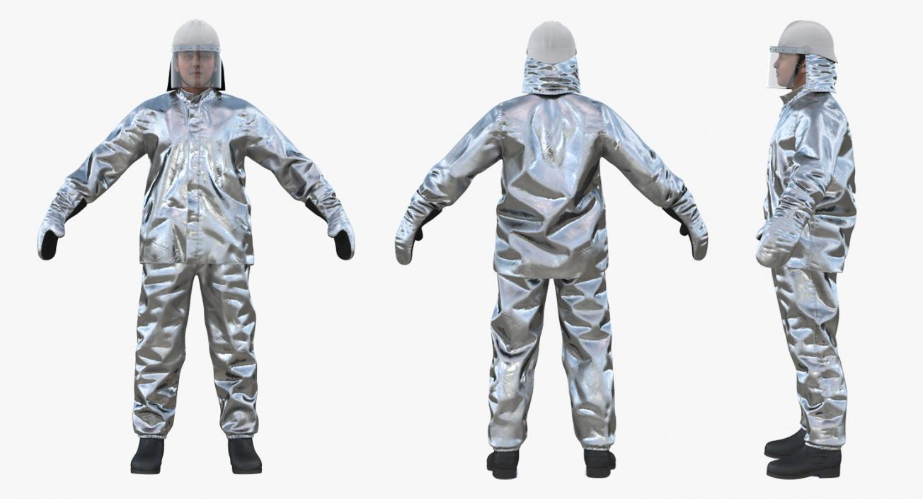 3D model Firefighter Wearing Aluminized Fire Proximity Suit