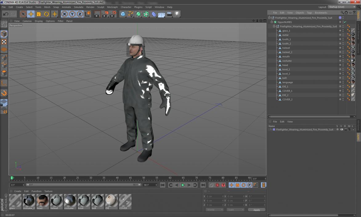 3D model Firefighter Wearing Aluminized Fire Proximity Suit