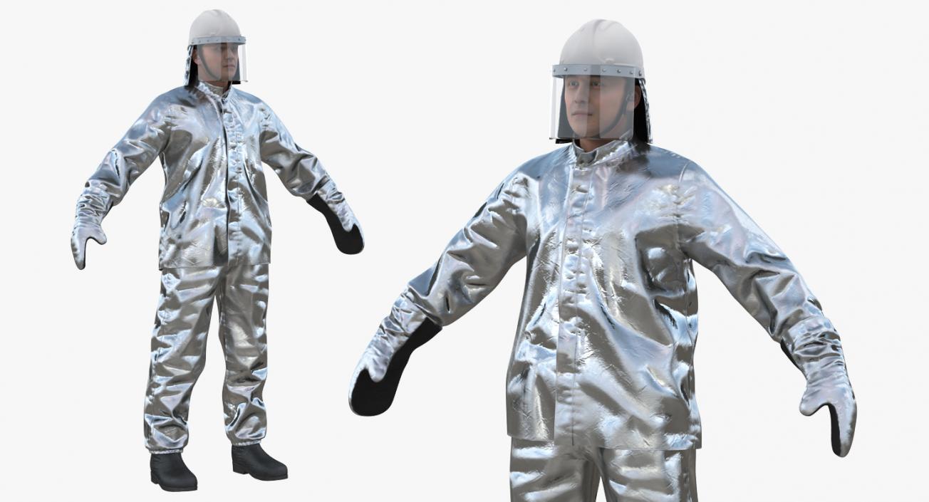 3D model Firefighter Wearing Aluminized Fire Proximity Suit