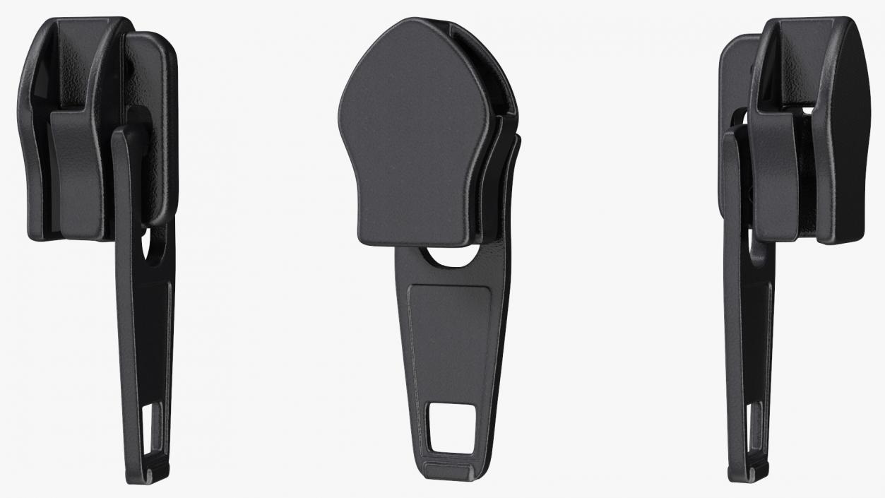 Coil Zipper Slider Black 3D model