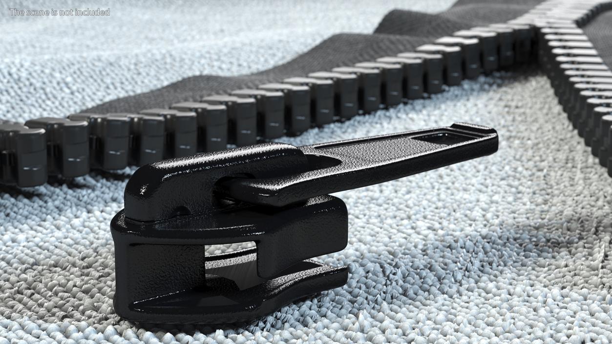 Coil Zipper Slider Black 3D model