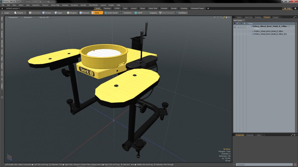 Pottery Wheel Brent Model B Yellow 3D model