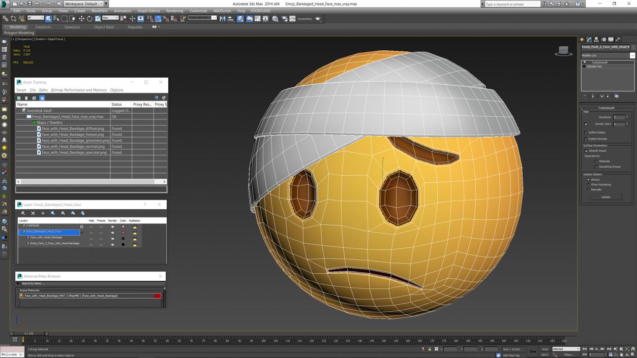 3D Emoji Bandaged Head Face 2