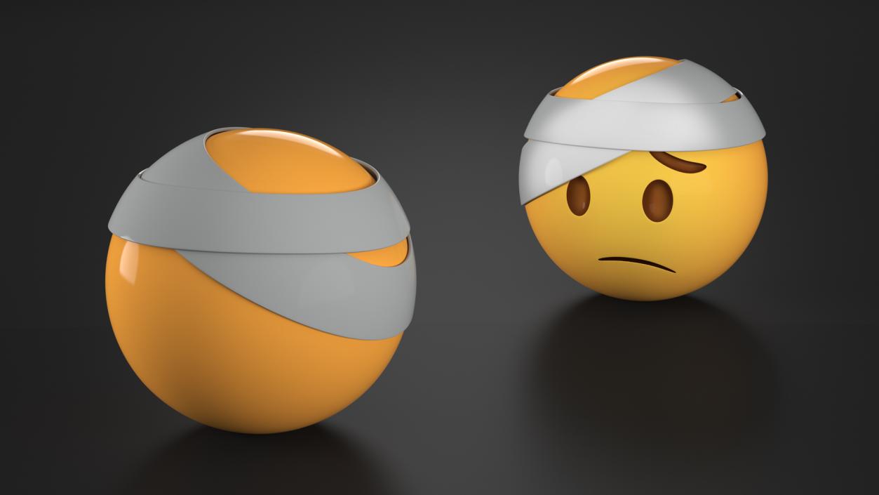 3D Emoji Bandaged Head Face 2