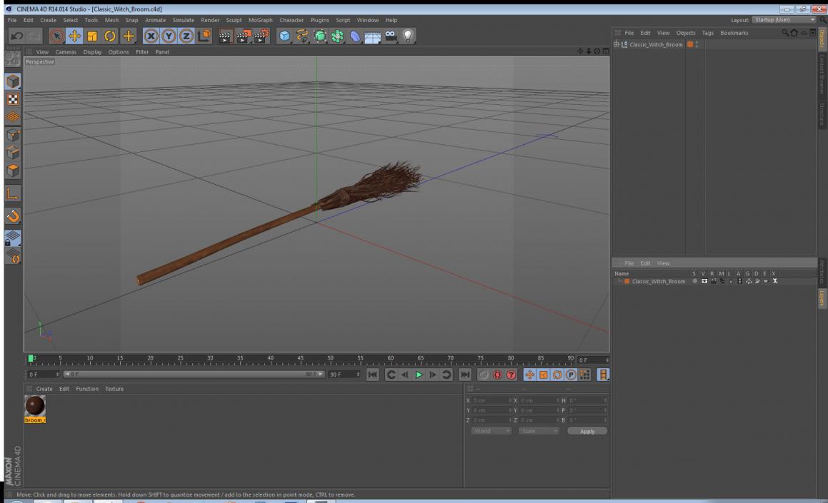 Classic Witch Broom 3D model