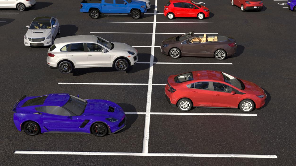 Filled Street Car Parking 54 Lots New 3D