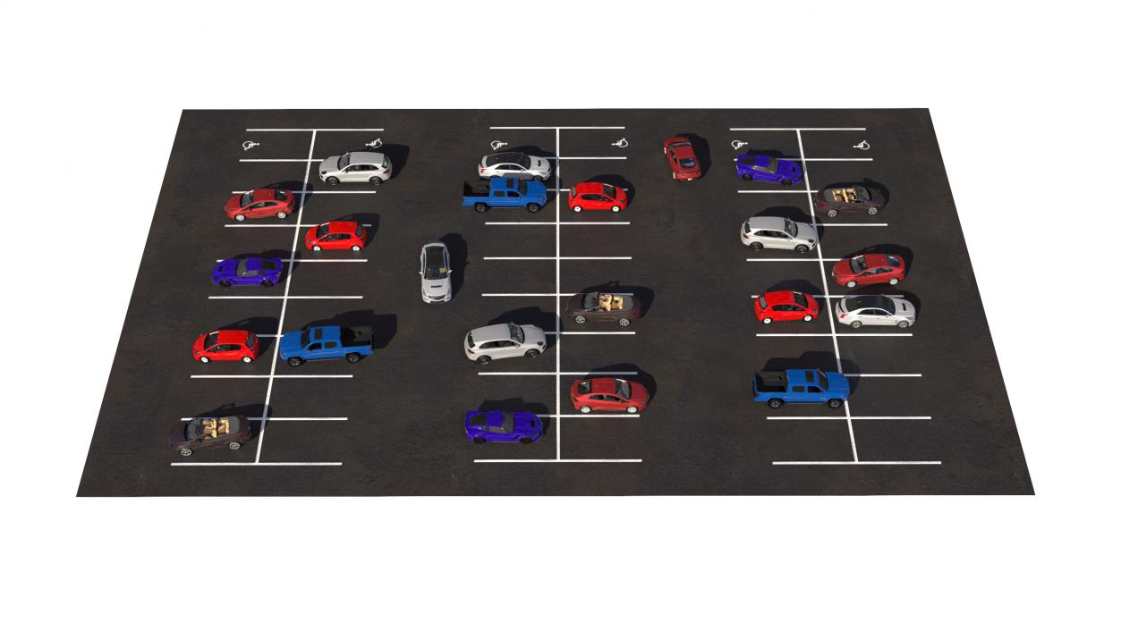 Filled Street Car Parking 54 Lots New 3D