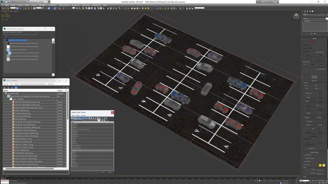 Filled Street Car Parking 54 Lots New 3D