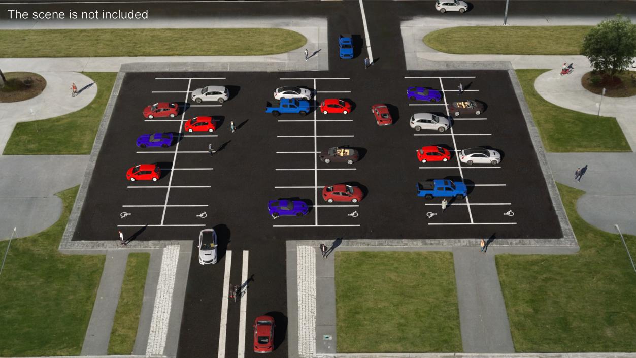 Filled Street Car Parking 54 Lots New 3D