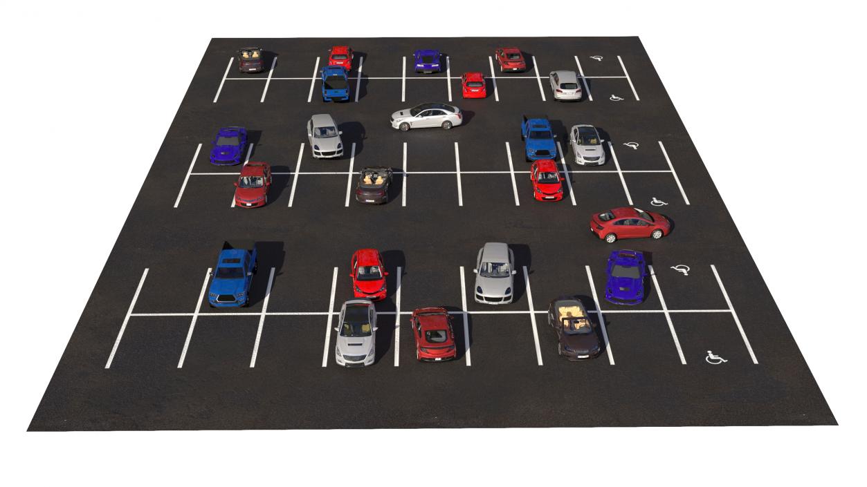 Filled Street Car Parking 54 Lots New 3D