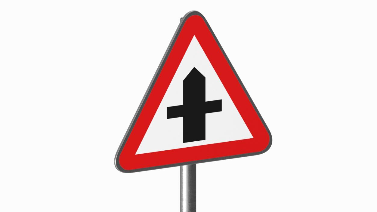 3D Road Sign Crossroads Ahead 2 model